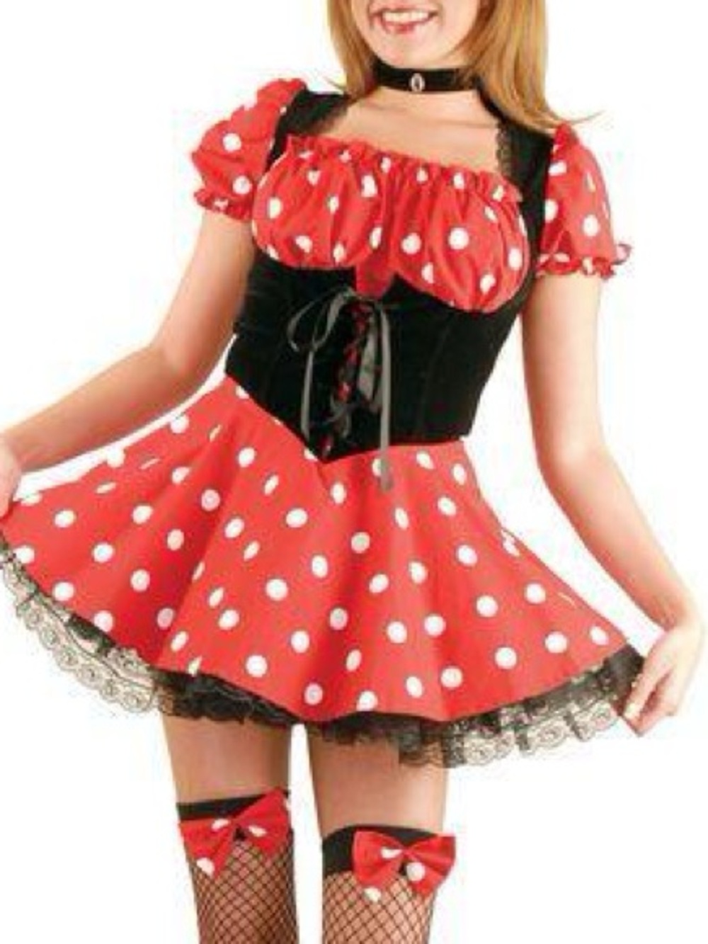 Charades Little Miss Mouse Minnie Dress Bustier Style Velvet Mini Skirt Size S